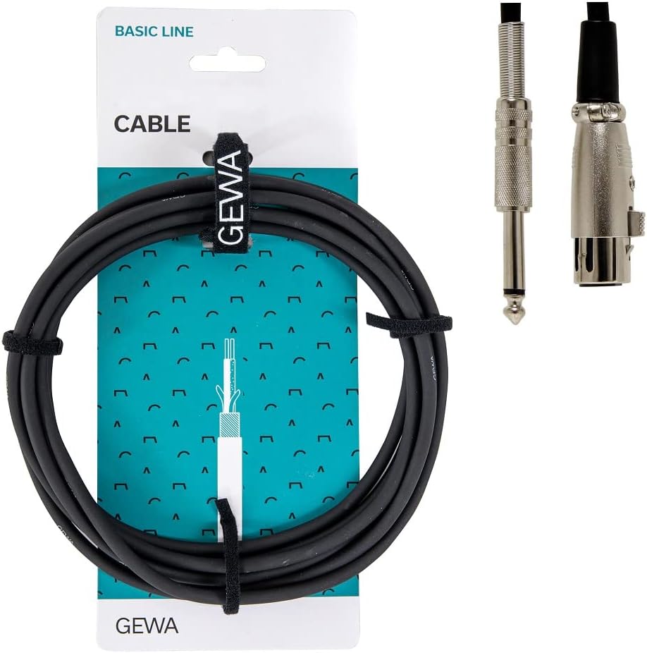 GEWA Câble microphone Basic Line 6m, noir, XLR(f) - jack