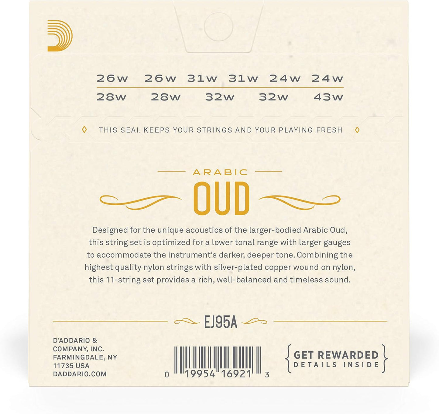 Jeu de 11 cordes D'Addario EJ95A pour oud