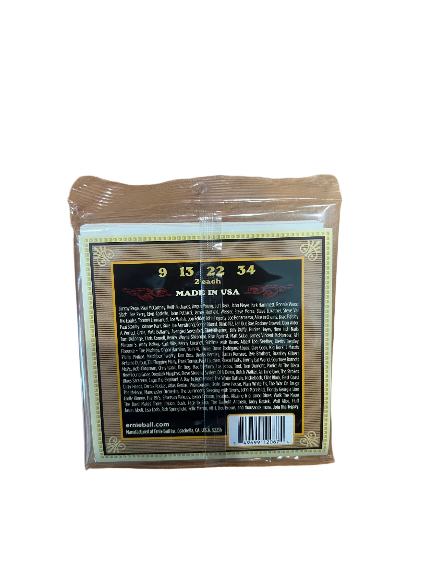 Jeu de 6 Cordes pour Mandoline - Ernie Ball (Tirant Light) 80/20 Bronze à Boucle