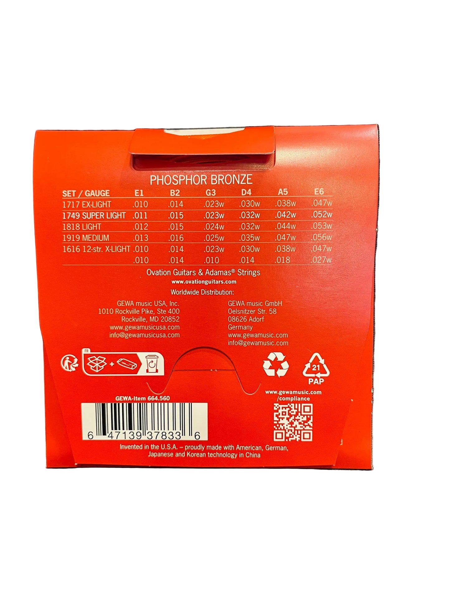 Jeu de 6 Cordes pour Guitare Acoustique - Adamas