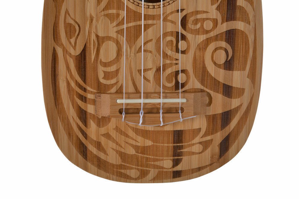 Corps et manche en bambou massif Motif au laser "Haida" - Cham Music - String Instrument