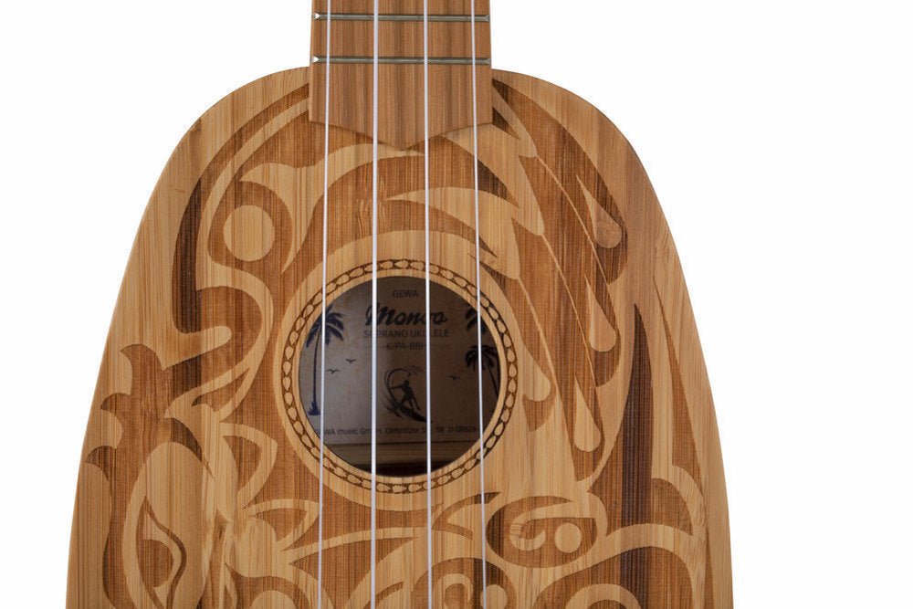 Corps et manche en bambou massif Motif au laser "Haida" - Cham Music - String Instrument