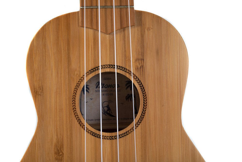 Corps et manche en bambou massif Rosace dessinée au laser, - Cham Music - String Instrument