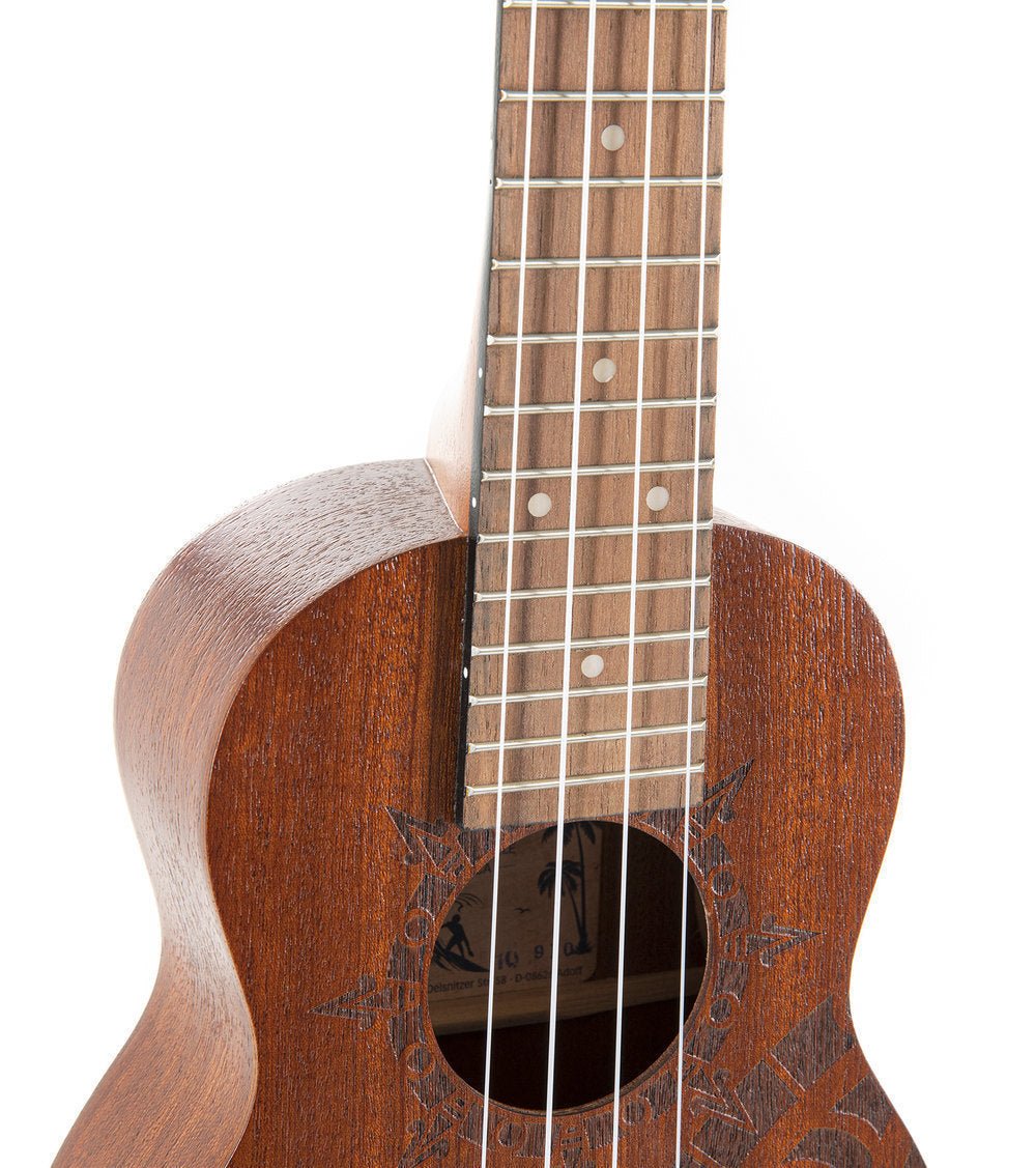 Corps et manche en Sapelli Design Laser Tattoo Touche et - Cham Music - String Instrument