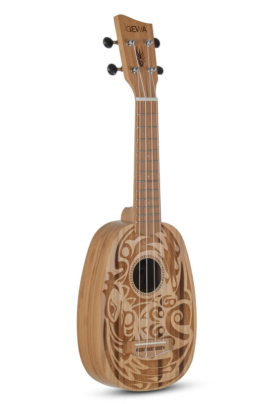 Corps et manche en bambou massif Motif au laser "Haida" - Cham Music - String Instrument
