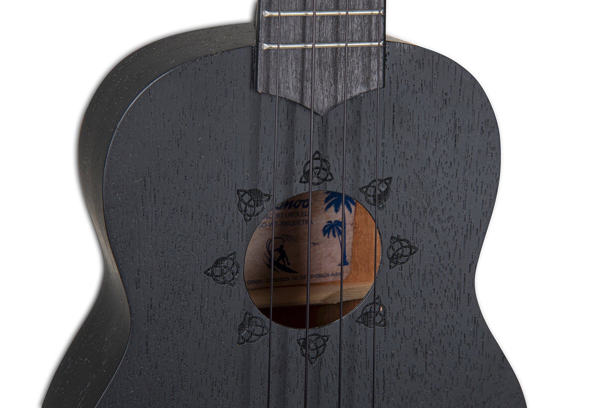 Corps et manche en Sapelli acajou Motif au laser TRIQUETRA - Cham Music - String Instrument