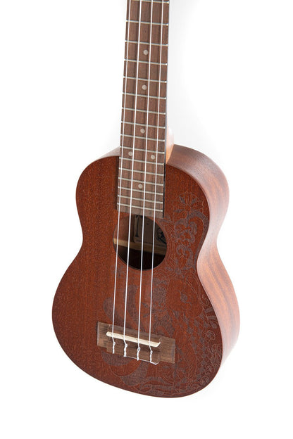 Corps et manche en Sapelli Design Laser Tattoo Touche et - Cham Music - String Instrument