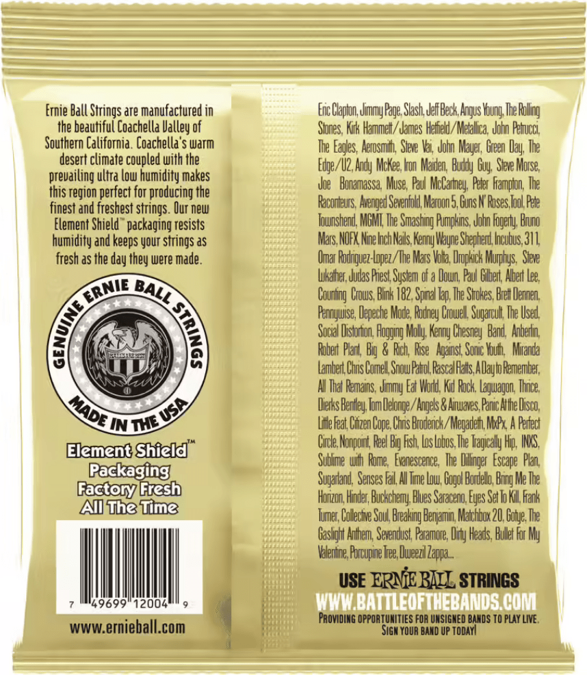 Le jeu de 6 cordes Earthwood par Ernie Ball est conçu pour - Cham Music -